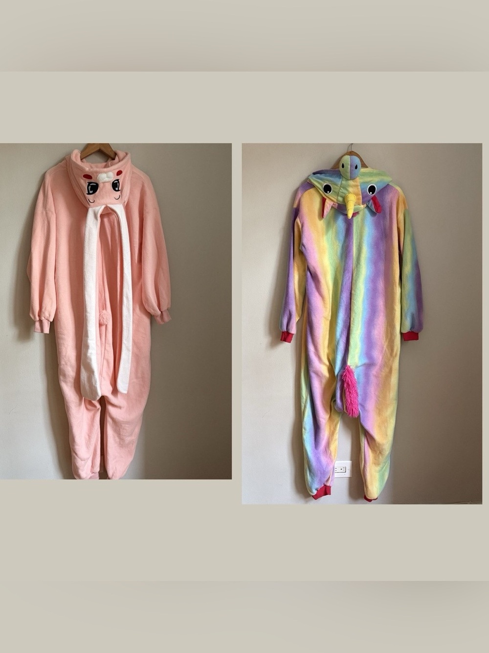 Set Adult Unicorn Bunny Costumes M L Rainbow Halloween Pajamas Kigurumi Jumpsuit